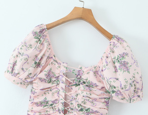 <span class=keywords><strong>Vestido</strong></span> Largo Casual de Verano para Mujer, con Cuello Cuadrado, Color <span class=keywords><strong>Rosa</strong></span>, Estampado Floral, <span class=keywords><strong>Manga</strong></span> Corta - Product Image 5