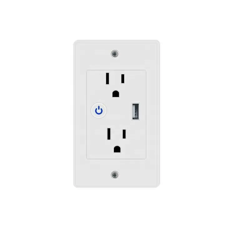 Nouveau Design 2 Voies Double Puissance Accueil Outlet 15A Tuya Minuterie APP WiFi Intelligent Prise USB Murale Interrupteur