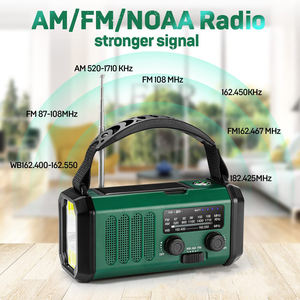 Radio meteorológica portátil personalizada con manivela solar, radio AM/FM, linterna, brújula y banco de energía para camping - Product Image 5