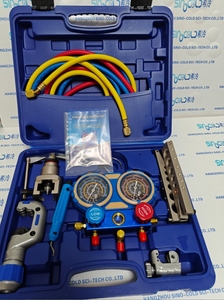 Ensemble de manomètres de réfrigérant de précision R410A R22 à double valve, manomètre antichoc avec tuyaux de charge à <span class=keywords><strong>3</strong></span> couleurs - Product Image 5