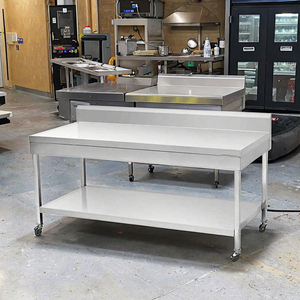 Bàn thép không gỉ thương mại 201/304 với backsplash-cấp thực phẩm, nhiệm vụ nặng nề cho nhà bếp Nhà hàng chuẩn bị - Product Image 4