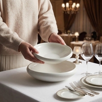 Assiettes en porcelaine et bols à salade/pâtes en céramique, compatibles micro-ondes et lave-vaisselle, assiettes de mariage personnalisées pour hôtels et réceptions