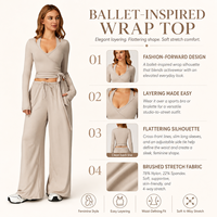 Tinain Custom Supplier Ensemble de yoga et Pilates pour femme, comprenant un shrug enveloppant et un legging évasé taille haute à étriers, extensible dans les 4 sens et anti-transparence lors des squats