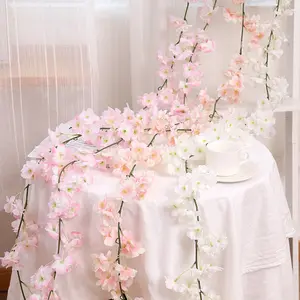 Flor de cereja artificial de 180cm, enfeite de videira de seda, flores para festa, casamento, decoração, guirlanda falsa, festa diy decoração