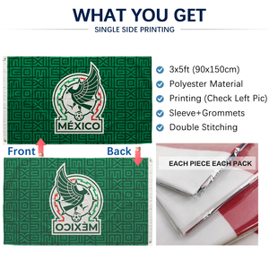 Bandera de México 3x5 pies (90x150 cm) de una sola cara, bandera para fanáticos, El Tri Incondicionales, <span class=keywords><strong>Viva</strong></span> México, bandera mexicana - Product Image 2