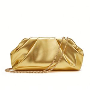 Nouveau sac plissé en cuir PU effet nuage pour femme, sac à bandoulière carré tendance avec chaîne résistante à l'eau - Product Image 1