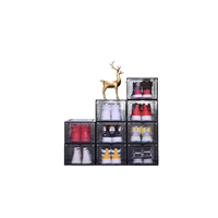 Boîte de Rangement à Chaussures en Acrylique Transparent avec Façade Abattante Magnétique et Tiroirs Empilables pour Baskets, Idéale pour la Maison ou le Bureau