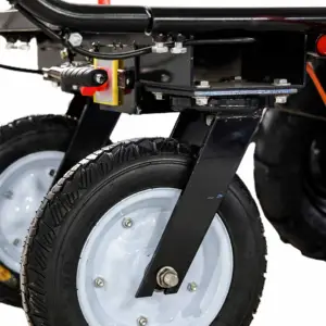 Chariot de jardin extérieur à 4 roues en métal Chariot à benne basculante Chariot à main électrique à plate-forme à 4 roues