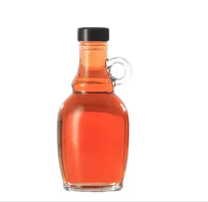 プラスチック製のクルーリッドラベル印刷付きオリーブオイル用の昔ながらのガラスジャグオイル用ハンドル付き500ml透明ガラス瓶