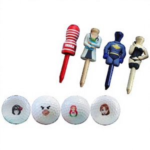 Ensemble de tees et balles de golf en bambou et caoutchouc avec des tees durables et écologiques, motif amusant - Product Image 1