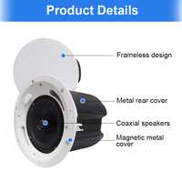 Système de sonorisation professionnel Hi-Fi Système de sonorisation audio commercial Lecteurs audio LED Mini haut-parleur de plafond sans cadre de 5 pouces