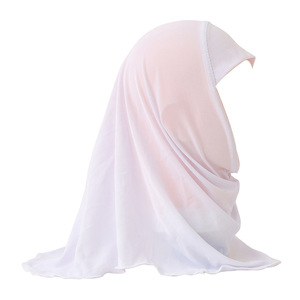 Hiyab de Algodón de Color Sólido y Transpirable <span class=keywords><strong>para</strong></span> <span class=keywords><strong>Niñas</strong></span> Pequeñas, Fácil de Usar, Estilo Slip-On, Lindos Pañuelos Islámicos, Chales Tradicionales - Product Image 3