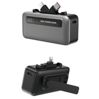 Mini Power Bank Capsule 5000mAh 2-en-1 USB-C Chargeur Portable avec Écran LCD Charge Rapide Power Bank Léger