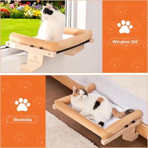 고양이 창문 펜던트-러버우드 내구성 간편 세척 정형외과용 해먹 무타공 무흡착컵 40파운드(약 18kg) 하중 지지-21.7x15인치 - Product Image 5