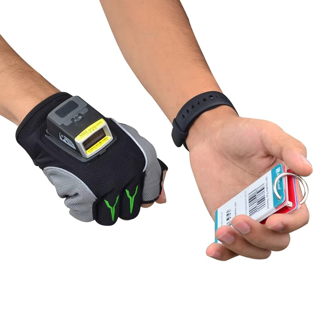 Manufacturer Wireless Laser Wearable Hand Wrist Mounted Barcode Scanner with Finger Trigger Glove
