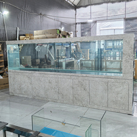 Aquarium sur mesure pour fruits de mer de restaurant, 3230L, avec cadre en ardoise, 380cm de long, en verre, pour poissons vivants