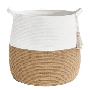 Woven Rope Storage Basket For Organizing Boho Decorative Laundry Basket For Living Room Round Basket For Towels Toys