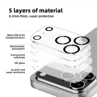 Film de protection en verre trempé anti-rayures pour objectif d'appareil photo, compatible avec iPhone 17, 16, 15, 14, 13 Pro Max, 12, 11