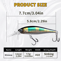 Leurre de pêche BASSKING Minnow 58mm 4.5g coulant 3-6m, leurre artificiel dur Swimbait Bass Wobbler, matériel de pêche en mer, appât Minnow