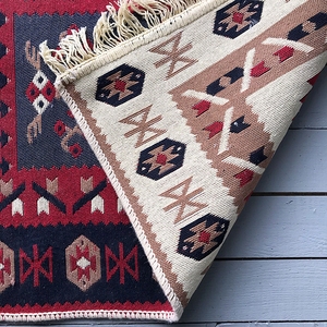 Tappeto <span class=keywords><strong>Kilim</strong></span> Turco con Motivo Tradizionale Autentico Boho Rustico per Pavimento del Soggiorno - Product Image 3
