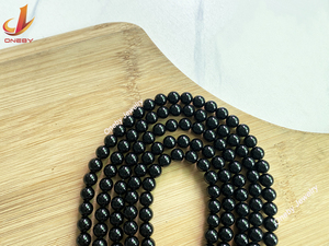 Gema de obsidiana negra de 6mm, 8mm y 10mm, <span class=keywords><strong>piedra</strong></span> Natural redonda al por mayor y cuentas sueltas artesanales para la fabricación de joyas para adultos, cristal - Product Image 2