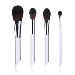 Youtube Più Caldo Trasparente di Spazzola di Trucco 4PCS Viso Spazzole di Trucco Strumenti del Commercio All'ingrosso Su Ordinazione Trasparente Maniglia Spazzola Cosmetico di Trucco Kit