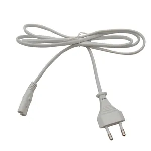 White European Power Cord EU 2 pins plug to IEC C7 Type Power Cable 1.5m