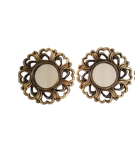 Ensemble de 3 miroirs muraux ronds vintage sculptés, cadre en métal antique, miroir décoratif pour la maison, salon, décoration murale