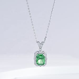 Precio de fábrica, plata 925, regalos de plata de ley, collar con corte radiante, joyería fina, piedra de color, chapado en oro, collares de circonia cúbica - Product Image 1