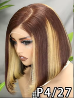 Perruque Bob Courte Droite en Cheveux Humains Bruts 5x5 Lace Closure C Part, Densité 400, Double Drawn, 10 pouces, Sans Colle, Pré-épilée pour Femmes