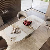 Ensemble de table à manger en pierre frittée au design unique, minimaliste et moderne, 4, 6 ou 8 places pour salle à manger