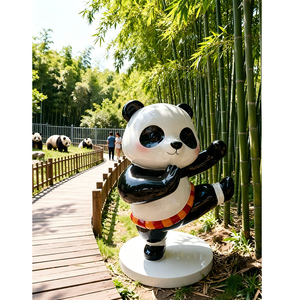 ประติมากรรมแพนด้าไฟเบอร์กลาสแบบกำหนดเอง ท่ากังฟู การ์ตูนสัตว์ รูปปั้นเรซิ่น 3 มิติ สำหรับสวนสัตว์ สวนสนุก ตกแต่งภูมิทัศน์กลางแจ้ง - Product Image 4