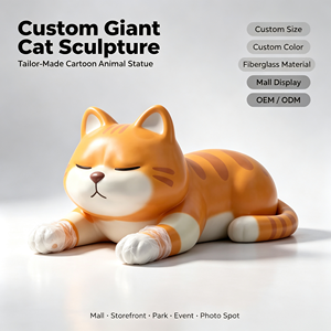 Figura de <span class=keywords><strong>Gato</strong></span> de Resina, Color Naranja, Durmiente, Adorno Artesanal de Animal Bonito, Personalizable en Color, Tamaño y Material para Decoración del Hogar - Product Image 2