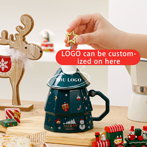 Christmas Ceramic <b>Mug</b> <b>Tree</b> Shape Santa Print Holiday Gift Cup Nordic Style Decorative Coffee <b>Mug</b> - Product Image 4