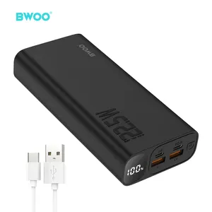 BWOO wholesale pd 22.5w mini 20000mah smart powerbank digital display oem logo portable super capacitor qc 3.0 power bank