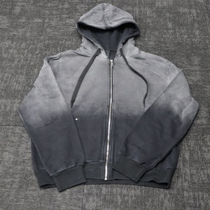 Sweat à capuche zippé personnalisé pour homme, broderie de patchs de haute qualité, style streetwear vintage, coupe oversize épaisse, vierge - Product Image 1