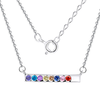 Collar YILUN Simplicity de Plata de Ley 925, Joyería Fina de Lujo Personalizada con Circonitas Multicolores y Baño de Rodio, Regalo de Boda