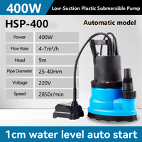 Pompe submersible basse pression 400W 0.6HP avec fonction marche/arrêt automatique, 220V, faible aspiration, en plastique, 25-40mm, OEM, 7m/h pour transfert d'eau industriel