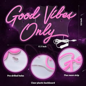 Kavaas Good Vibes Only Neon LED Sign 17.7 \ "X 9.9 \" Pink Bedroom Party Bar Salon Wall Decor Best Birthday Christmas Gifts - Product Image 2