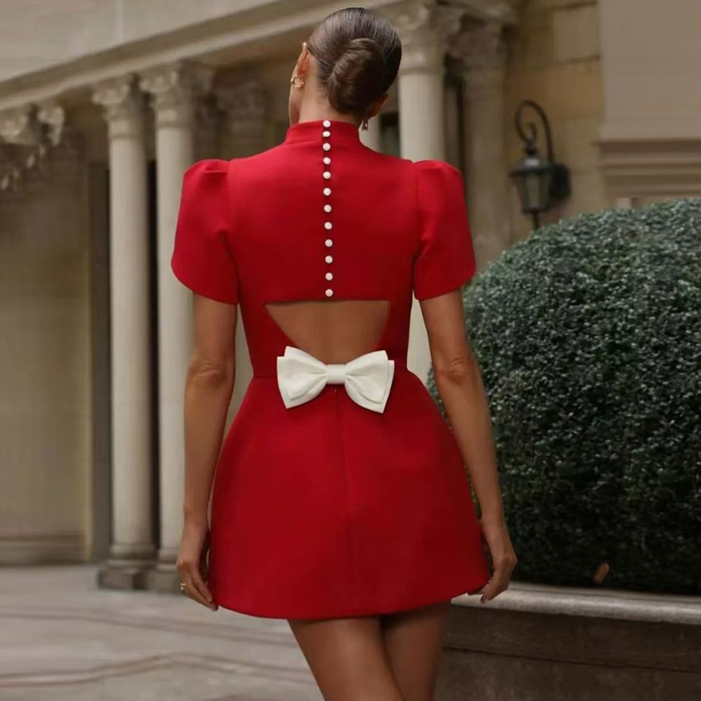 Wholesale Black Dress With Red Bow Suitable for Fat Women | Alibaba.com