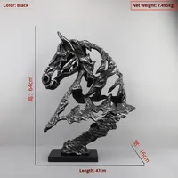 Sculpture de tête de cheval creuse en fonte de marbre, ornement pour salon, entrée, hôtel, décoration intérieure