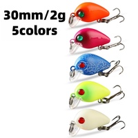 Mini crankbait flottant carré en ABS 30mm 2g avec hameçon triple aiguisé et sonore pour pêche en eau douce peu profonde (truite, brochet, perche)