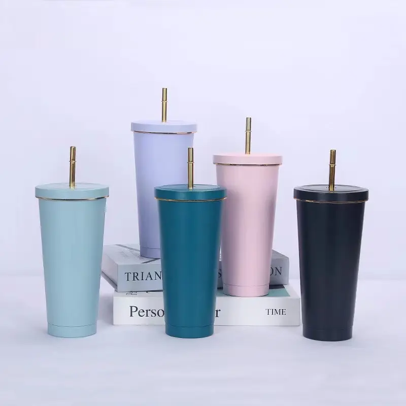 500ml 750ml Juice Coffee Drinking Stainless Steel Modern Simple Thermal Insulation Straw Cup