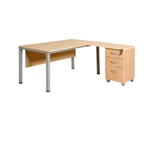 Escritorio de Oficina en Forma de L con Patas Metálicas Ilgaz Blanco, en Oferta, para Exportación al por Mayor, para Uso Comercial en Oficinas - Product Image 1