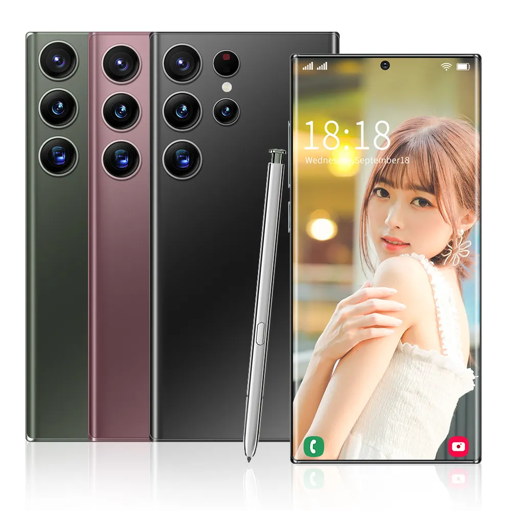 뜨거운 판매 S23 울트라 오리지널 16GB + 512GB 48MP + 64MP 듀얼 심 카드 6800mAh 안드로이드 12 휴대 전화 스마트 5G 휴대 전화