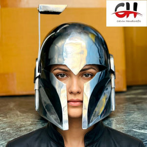 Casco Mandaloriano de Calvin Handicrafts, Plateado, Aleación de Zinc, Acero Inoxidable, Armadura 3D Completa, Artículo Coleccionable de Personaje de Película y Televisión - Product Image 1