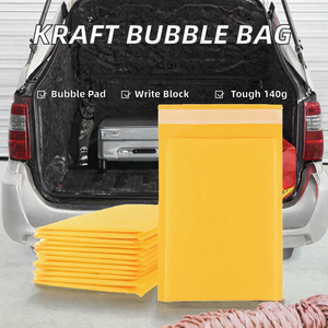 Enveloppe d'expédition rembourrée en papier kraft jaune avec bulles, pochette à bulles pour l'emballage de vêtements, chaussures et articles vestimentaires - Product Image 2