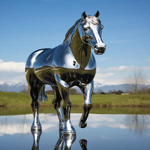 פסל סוס מפלדת אל-חלד מרותכת בהתאמה אישית, קישוט גינה חיצוני מודרני ומסורתי בצבעים וגדלים בהתאמה אישית - Product Image 2