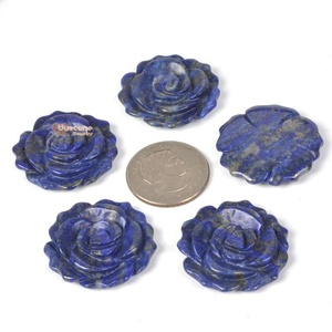 Pendentif en lapis-lazuli naturel sculpté en forme de fleur, perles pour la fabrication de bijoux, pierres précieuses pour la fabrication de bijoux - Product Image 4