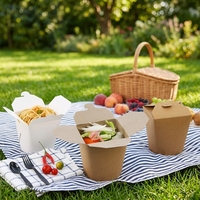 Caja Redonda de Papel Kraft para Alimentos, Envase de Papel para Fideos, Contenedor para Ensaladas de 500 ml, 700 ml, 750 ml, 1000 ml